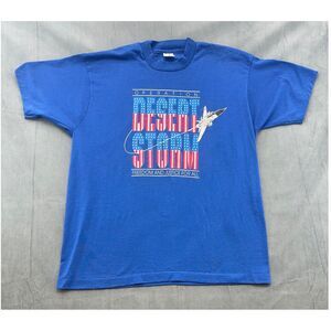Vintage Velva Sheen Operation Desert Storm TShirt XL Blue 90s USA Made Military